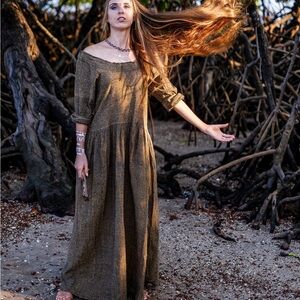 Bohemian Raw Cotton Khadi Natural fabric Dress